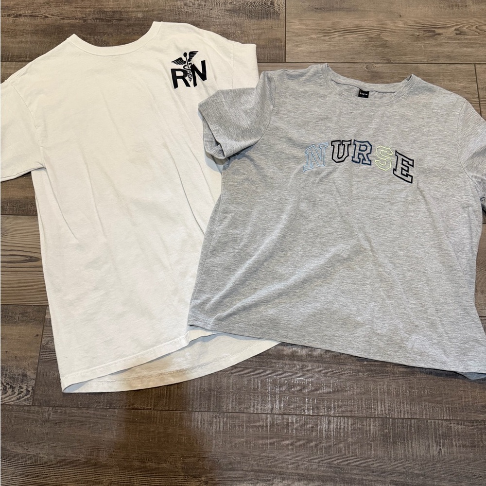 White RN T-Shirt and Gray NURSE Tee
